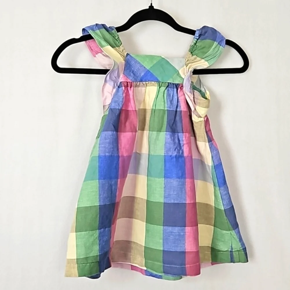 Baby Gap Toddler Girls Linen Blend Easter Plaid Sundress Size 3T